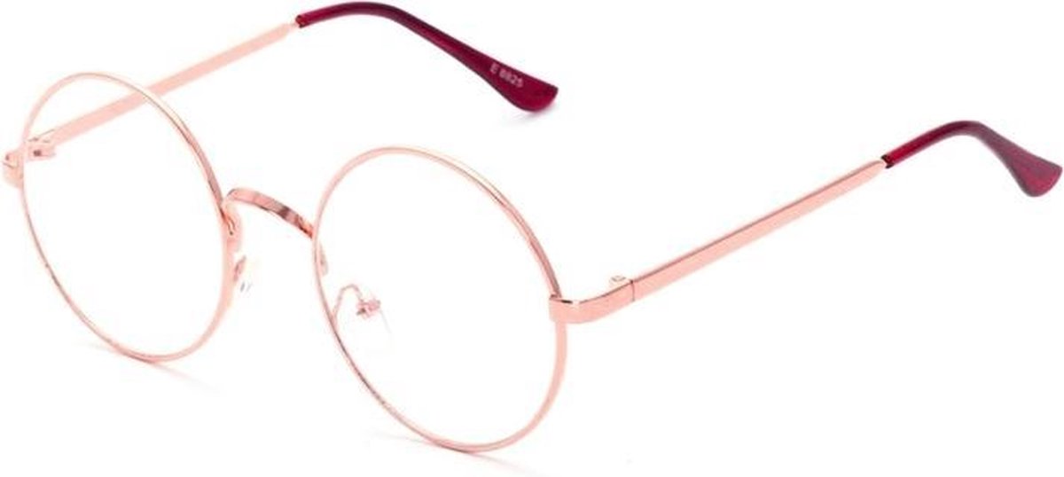 Retro Round Bril | Rond Rosé | Bril zonder sterkte | 50 mm